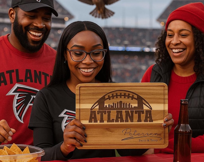 Customized Atlanta Cutting Board - Perfect Gift for the Football Enthusiast - Personalized Sports Fan Cheese Chopping Board Gift