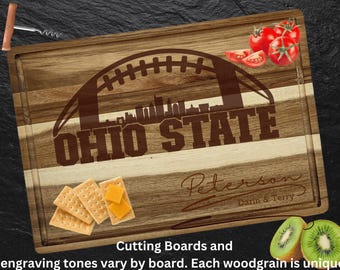 Ohio Cutting Board | Personalized Cutting Board | Football Fan Gift | Acacia Wood Charcuterie Board | Custom Cheese Board