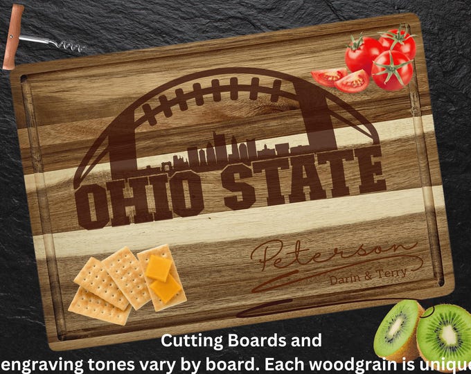 Ohio Cutting Board | Personalized Cutting Board | Football Fan Gift | Acacia Wood Charcuterie Board | Custom Cheese Board