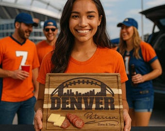 Customized Denver Cutting Board - Perfect Gift for the Football Enthusiast - Personalized Sports Fan Cheese Chopping Board Gift