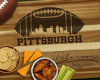 Customized Pittsburgh Cutting Board - Perfect Gift for the Football Enthusiast - Personalized Sports Fan Cheese Chopping Board Gift