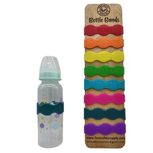 Silicone Baby Bottle Band | Wavy Engravable Bottle Band | Personalization Available | Baby Bottle Bands