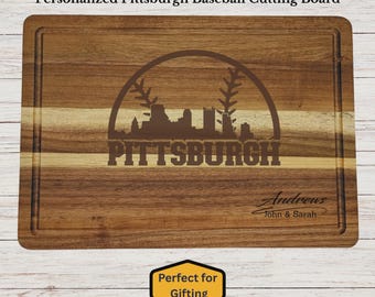Personalized Pittsburgh Baseball Cutting Board, Pittsburgh Fan Gift, Custom Engraved Wood Board, Wedding Gift, Housewarming Gift