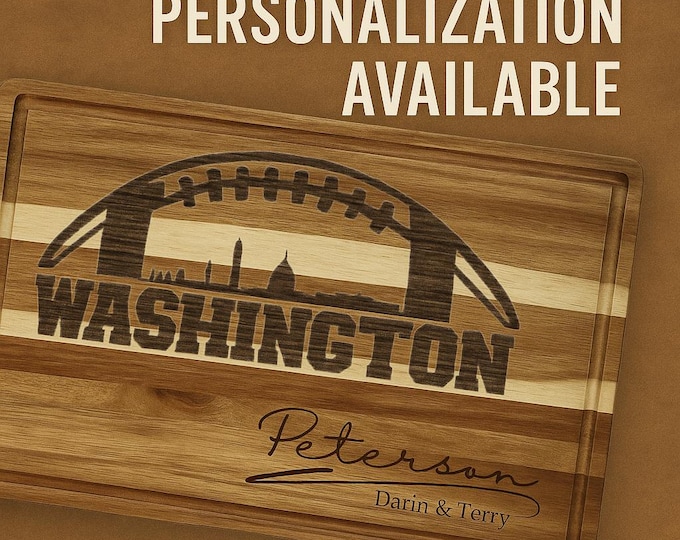 Washington Football Cutting Board | Personalized Acacia Wood Board | Custom Charcuterie Gift | Tailgating Kitchen Decor | Football Fan Gift
