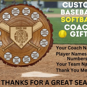 Baseball Softball Coach Gift | End of Season Banquet | Personalized Team Gift | Coach Appreciation Award | Custom Player Thank You
