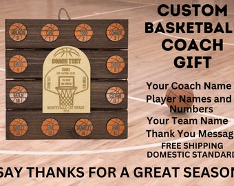 Basketball Coach Gift | Thank You Gifts | Custom End of Season Award | Personalized Coach Appreciation Gift | Team Gift for Sports