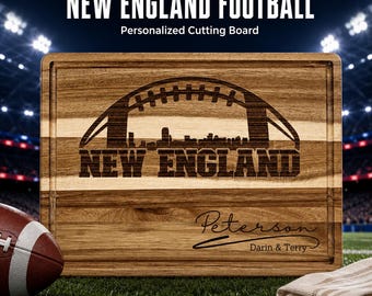 Personalized New England Football Cutting Board | Custom Engraved Acacia Board