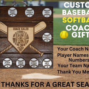 Baseball Softball Coach Gift | End of Season Banquet | Personalized Team Gift | Coach Appreciation Award | Custom Player Thank You