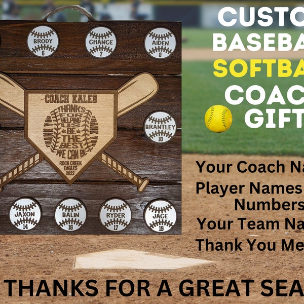 Baseball Softball Coach Gift | End of Season Gift | Personalized Coach Gift |  Coach Appreciation Gift | Gift for Softball | Coach Thank You