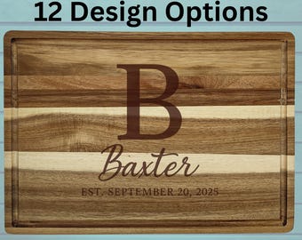 Personalized New Homeowner Cutting Board | Custom Acacia Wood Housewarming Gift | Realtor Closing Gift | Engraved Kitchen Board