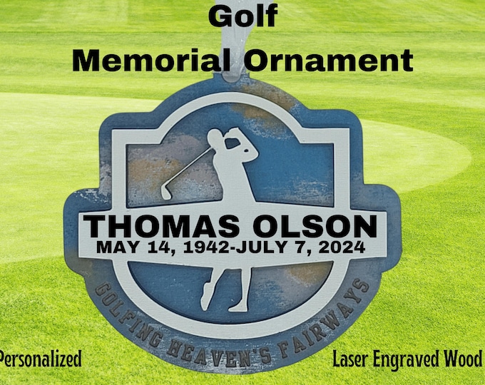 Custom Golf Memorial Ornament | Personalized Memorial | Sympathy Gift | In Loving Memory | Golfers Memorial Ornament | Memorial Gift