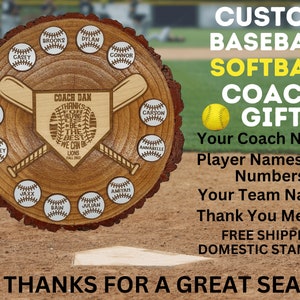 Baseball Softball Coach Gift | End of Season Banquet | Personalized Team Gift | Coach Appreciation Award | Custom Player Thank You