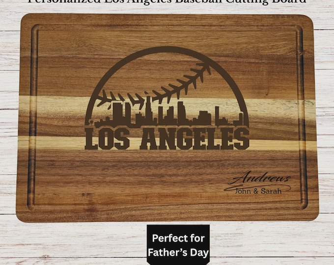 Personalized Los Angeles Baseball Cutting Board, LA Fan Gift, Custom Engraved Wood Board, Wedding Gift, Housewarming, Anniversary Gift