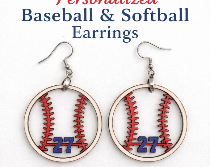 Baseball & Softball Earrings | Custom Number Game Day Jewelry | Team Spirit Earrings