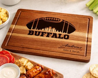 Personalized Buffalo Football Cutting Board – Custom Engraved Wood Gift for Bills Fans