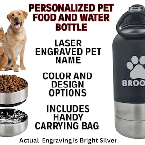 Botella de agua personalizada para mascotas / Hidratación portátil para perros / Comedero 3 en 1 para gatos / Regalo personalizado con aislamiento para senderismo / Tazón de viaje de acero inoxidable