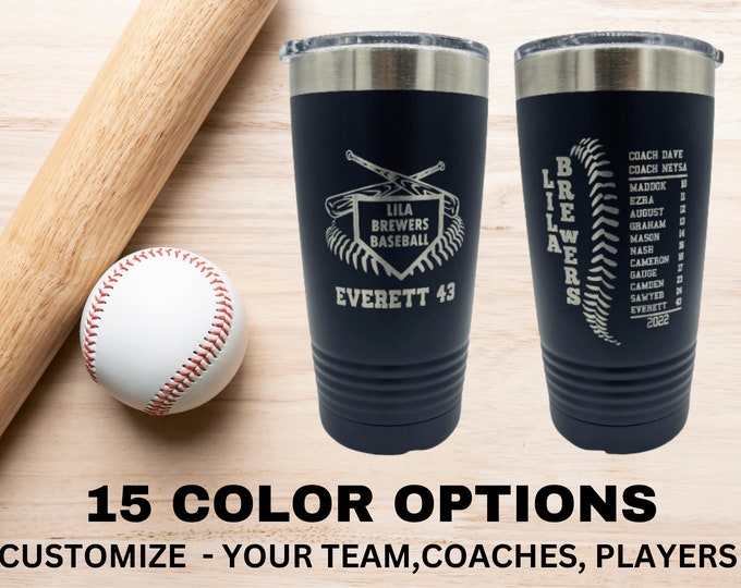 Baseball Softball Team Tumblers | Custom Team Insulated Cups | Personalized Softball Baseball Gift | End of Season Gift | Coach Thank You