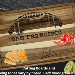 San Francisco Cutting Board | Personalized Cutting Board | Football Fan Gift | Tailgating Wood Charcuterie Board |Custom Cheese Chopping