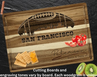 San Francisco Cutting Board | Personalized Cutting Board | Football Fan Gift | Tailgating Wood Charcuterie Board |Custom Cheese Chopping