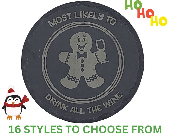 Christmas Drink Coaster | Slate Gingerbread Man Coaster | Gingerbread Woman Coaster | Personalized Drink Coaster | Holiday Beverage Coaster