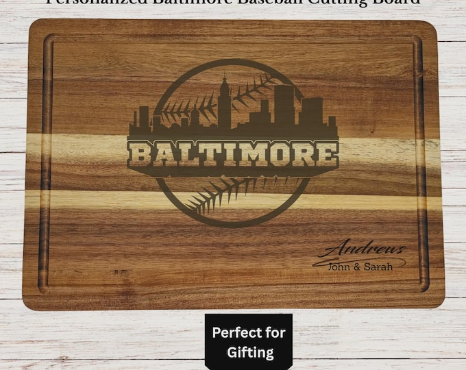 Personalized Baltimore Baseball Cutting Board, Baltimore Fan Gift, Custom Engraved Wood Board, Wedding Gift, Housewarming, Anniversary Gift