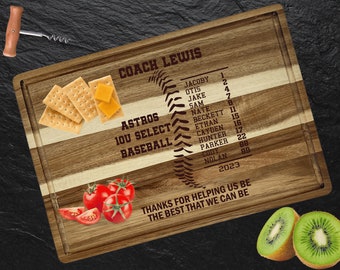 Personalized Cutting Board | Baseball Coach Gift |Softball Coach Thank You |Acacia Wood Charcuterie Board | Custom Cheese Chopping Board