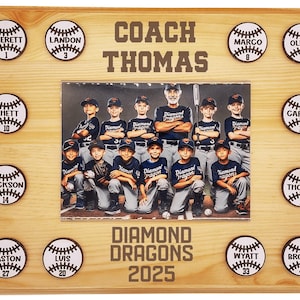 Baseball Coach Gift | Team Photo Keepsake | Custom End of Season Award | Personalized Coach Appreciation Gift | Team Gift for Sports