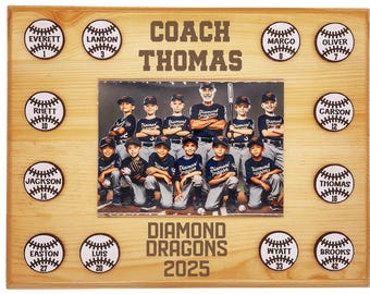 Baseball Coach Gift | Team Photo Keepsake | Custom End of Season Award | Personalized Coach Appreciation Gift | Team Gift for Sports