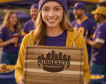 Customized Minnesota Cutting Board - Perfect Gift for the Football Enthusiast - Personalized Sports Fan Cheese Chopping Board Gift