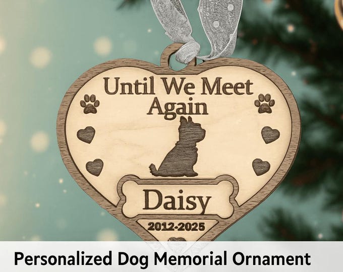 Personalized Dog Memorial Ornament – Custom Pet Loss Gift, Wooden Remembrance Keepsake for Beloved Dog