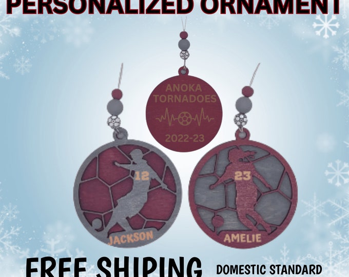 Personalized Soccer Ornament | Soccer Gift | Custom Christmas Football | Holiday Soccer Gift | Sports Team Ornament | Soccer Keepsake
