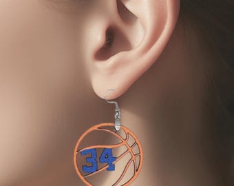 Basketball Earrings Personalized, Custom Team Earrings, Dangle Earrings, Basketball Gift, Mom Earrings, Basketball Team Earrings