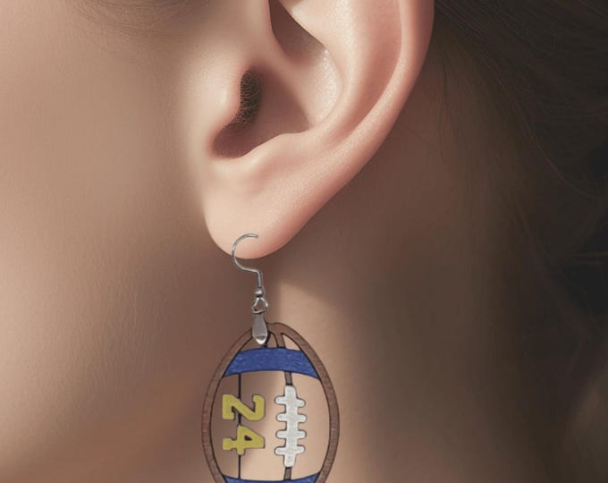 Custom Football Earrings, Custom Team Earrings, Personalized Earrings, Team Color Earrings, Football Mom Gift, Football Mom Earrings