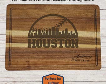 Personalized Houston Baseball Cutting Board, Houston Fan Gift, Custom Engraved Wood Board, Wedding Gift, Housewarming Gift