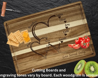 Personalized Cutting Board |Gift for Grandma | Large Acacia Wood Charcuterie Board | Custom Rectangular Cheese Board | Gift for Mom
