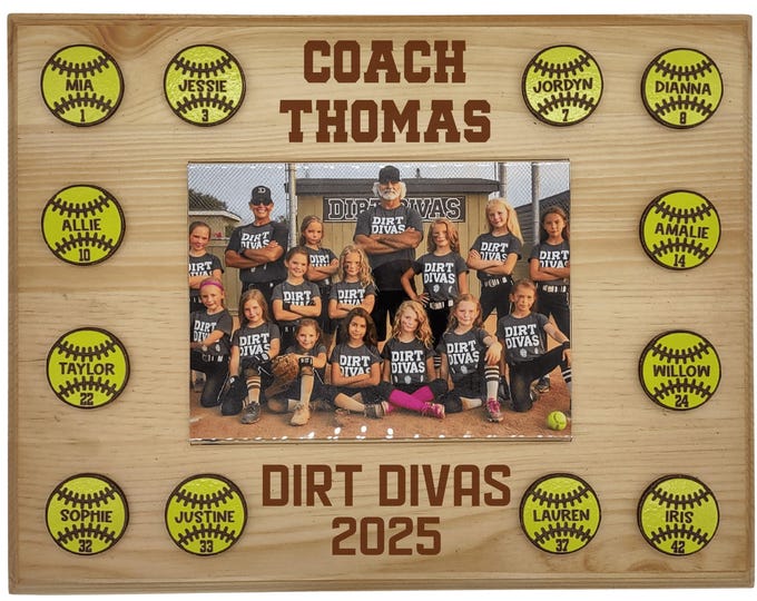 Softball Coach Gift | Team Photo Keepsake | Custom End of Season Award | Personalized Coach Appreciation Gift | Team Gift for Sports