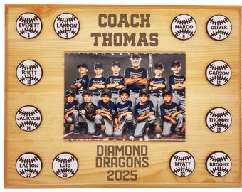 Baseball Coach Gift | Team Photo Keepsake | Custom End of Season Award | Personalized Coach Appreciation Gift | Team Gift for Sports