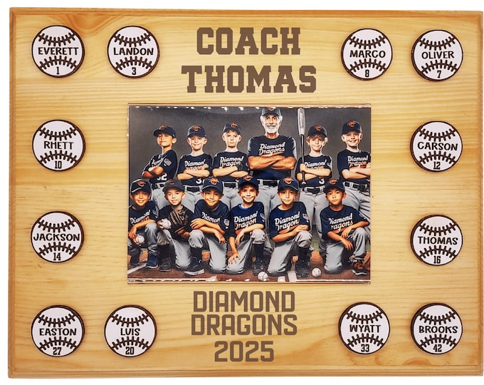 Baseball Coach Gift | Team Photo Keepsake | Custom End of Season Award | Personalized Coach Appreciation Gift | Team Gift for Sports