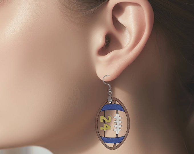 Custom Football Earrings, Custom Team Earrings, Personalized Earrings, Team Color Earrings, Football Mom Gift, Football Mom Earrings