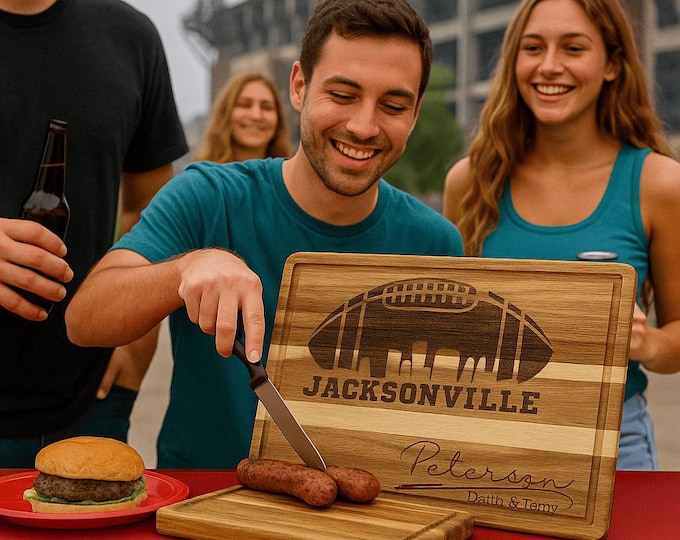 Customized Jacksonville Cutting Board - Perfect Gift for the Football Enthusiast - Personalized Sports Fan Cheese Chopping Board Gift