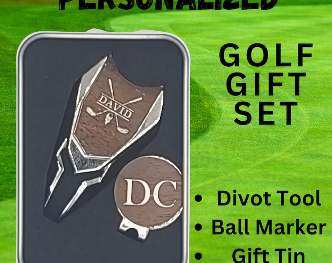 Personalized Golf Gift  | Golf Divot Tool | Golf Ball Marker Set | Groomsman Gift | Gift for Him | Gift for Dad | Bosses Gift
