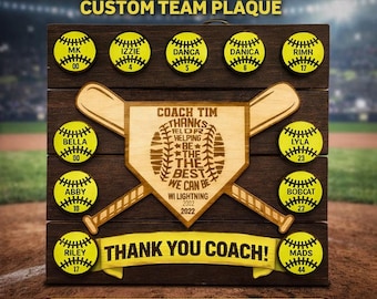 Softball Coach Gift Personalized Team Plaque Custom Coach Award End of Season Gift Team Plaque Thank You Coach