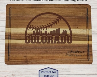Personalized Colorado Baseball Cutting Board, Colorado Fan Gift, Custom Engraved Wood Board, Wedding Gift, Housewarming Gift