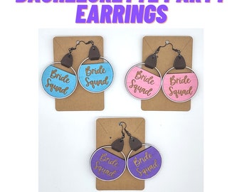 Bachelorette Party Earrings | Hand-painted Stagette Earrings | Bride Squad Earrings | Bridal Shower Accessories
