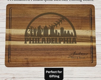 Personalized Philadelphia Baseball Cutting Board, Philly Fan Gift, Custom Engraved Wood Board, Wedding Gift, Housewarming, Anniversary Gift