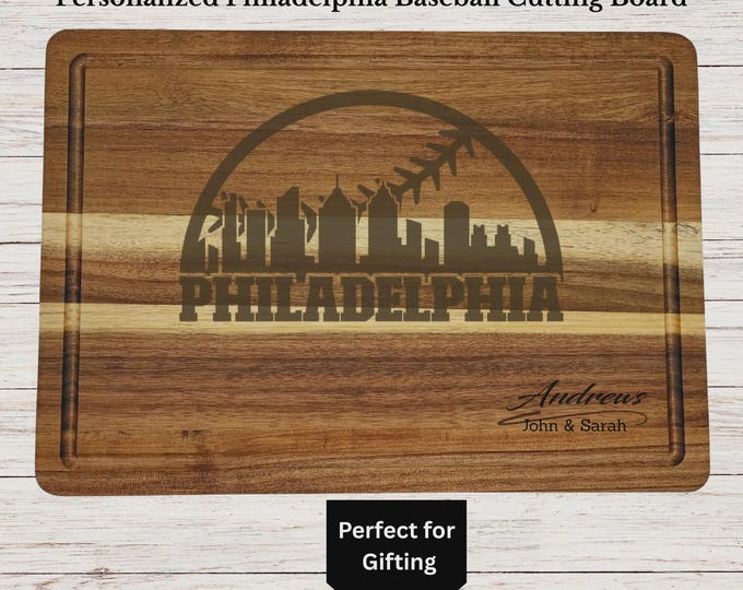 Personalized Philadelphia Baseball Cutting Board, Philly Fan Gift, Custom Engraved Wood Board, Wedding Gift, Housewarming, Anniversary Gift