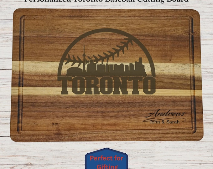 Personalized Toronto Baseball Cutting Board, Toronto Fan Gift, Custom Engraved Wood Board, Wedding Gift, Housewarming Gift