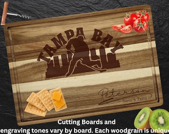 Tampa Bay Cutting Board | Personalized Cutting Board | Hockey Fan Gift | Acacia Wood Charcuterie Board | Custom Cheese Chopping Board