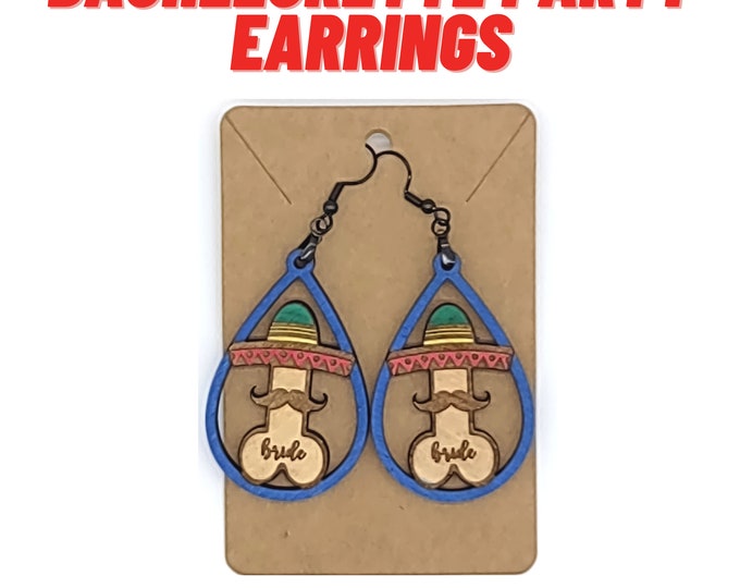 Bachelorette Party Earrings | Mexico Themed Earrings | Hand-painted Stagette Earrings | Penis Earrings | Bridal Shower Accessories
