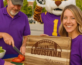 Customized Louisiana Cutting Board - Perfect Gift for the Football Enthusiast - Personalized Sports Fan Cheese Chopping Board Gift